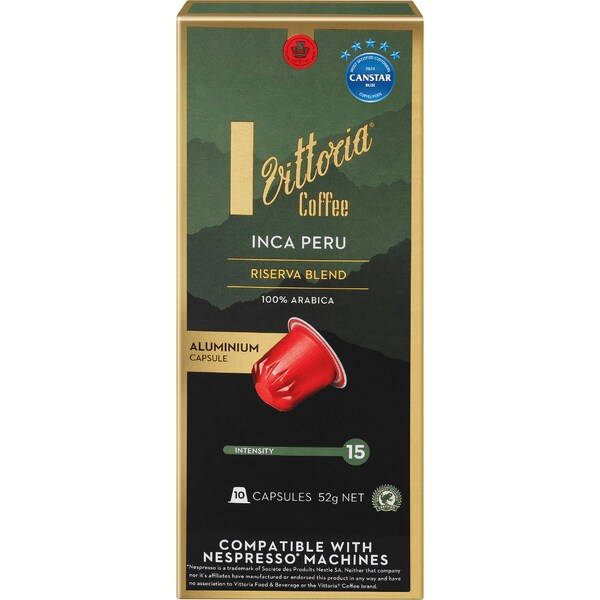 Vittoria Inca Peru Nespresso Compatible Coffee Capsules 10 pack