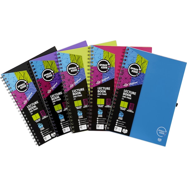 Spirax Lecture Book A4 Assorted Colours 200Pg each