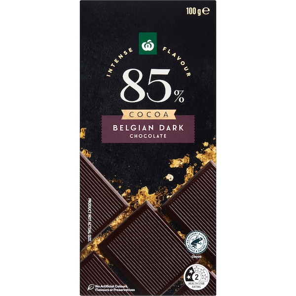 Woolworths 85% Belgian Dark Chocolate 100g