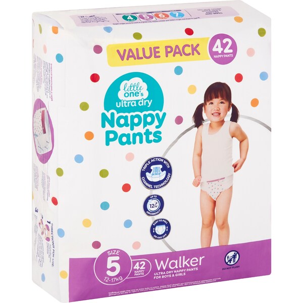 Little One's Ultra Dry Nappy Pants Walker Size 5 42 pack