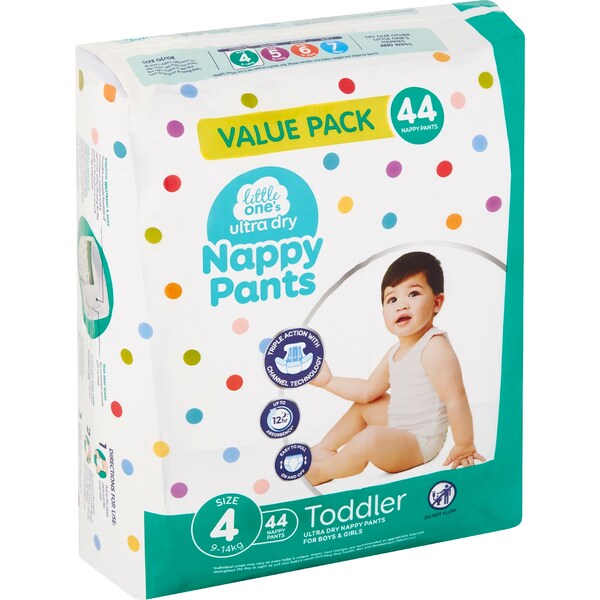 Little One's Ultra Dry Nappy Pants Toddler Size 4 44 pack