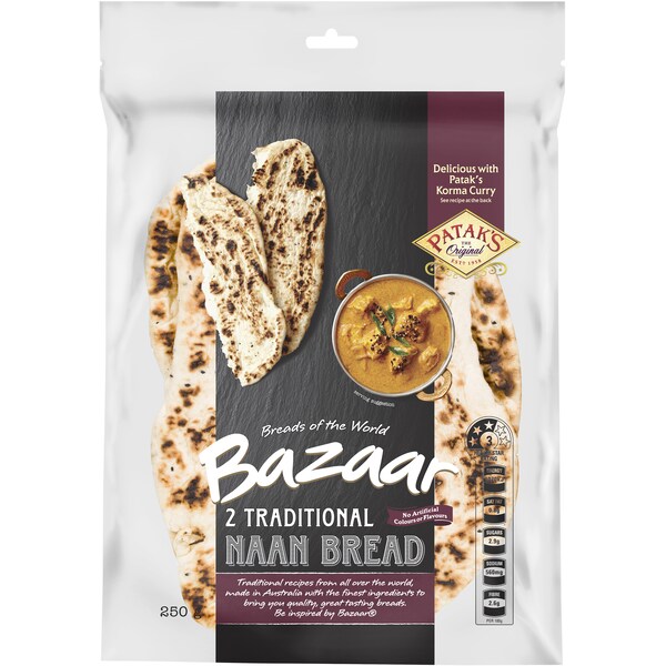 Bazaar Naan Bread Plain 2 pack