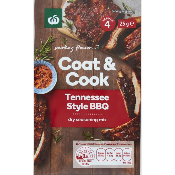 Woolworths Coat & Cook Seasoning Mix Tennessee Style BBQ 25g