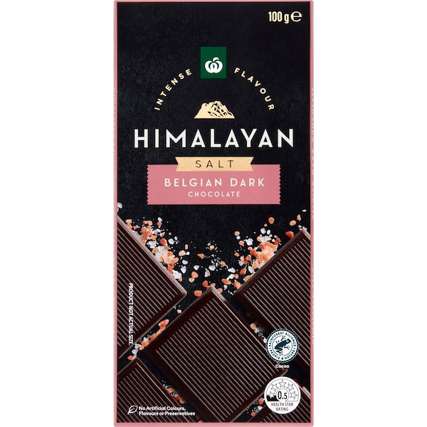 Woolworths Belgian Dark Chocolate With Himalayan Salt 100g