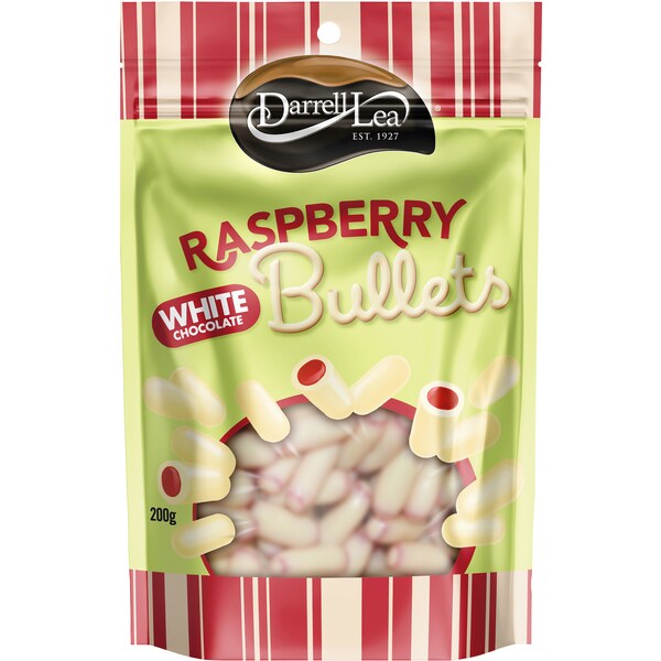 Darrell Lea Raspberry White Chocolate Bullets 200g