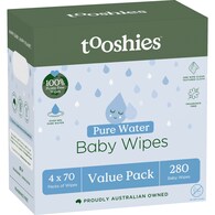 Tooshies Pure Water Baby Wipes Value