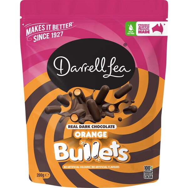 Darrell Lea Dark Chocolate Orange Bullets 200g