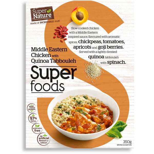 Super Nature Super Foods Middle Eastern Chicken With Quinoa Tabbouleh 350g