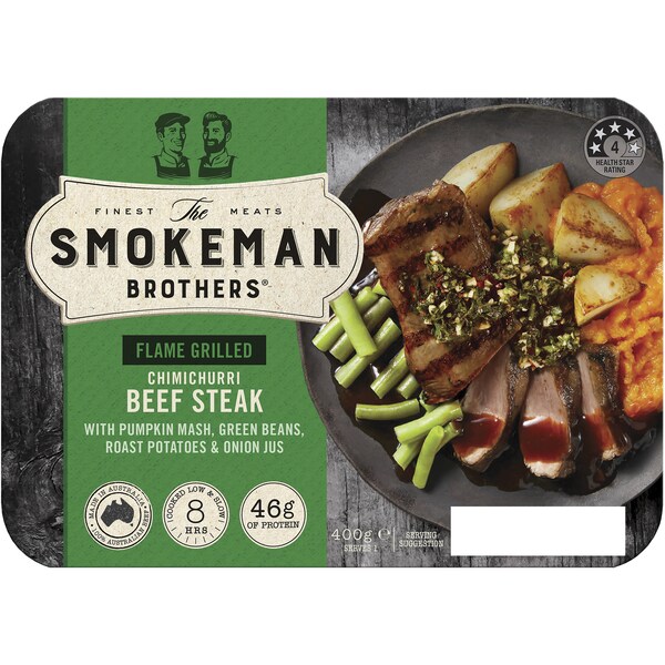 The Smokeman Brothers Flame Grilled Chimichurri Beef Steak Chilled Meal 400g
