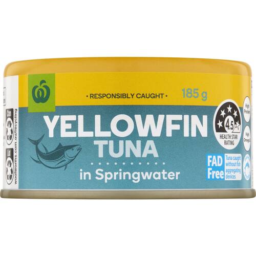 Woolworths Yellowfin Tuna In Springwater 185g bunch