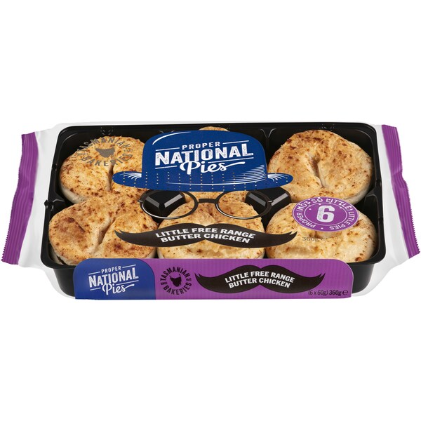 National Pies Little Free Range Butter Chicken Pies 6 Pack