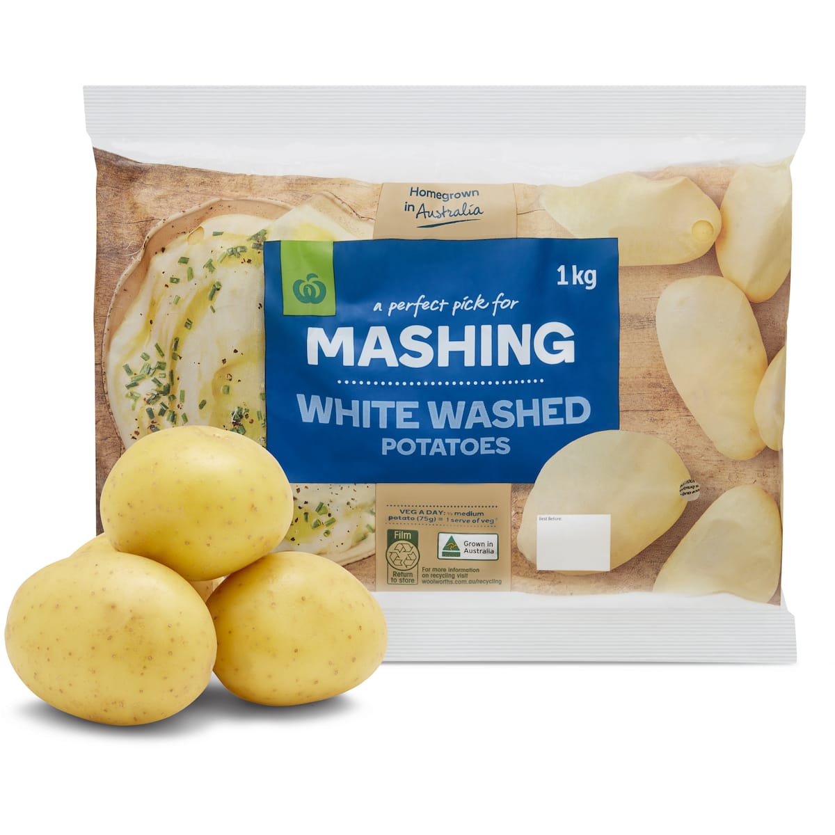 Woolworths White Washed Potatoes 1kg bunch