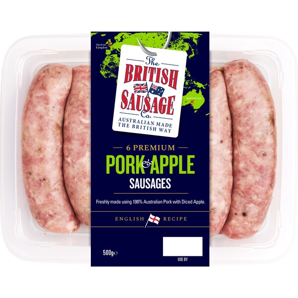 The British Sausage Co Pork & Chunky Apple Sausages 500g