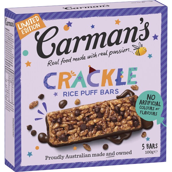 Carman's Crackle Rice Puff Bars 5 pack