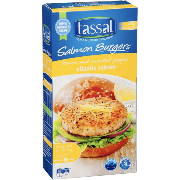 Tassal Salmon Burgers Lemon & Cracked Pepper 400g
