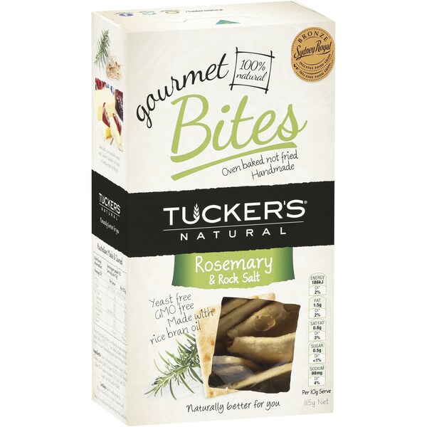 Tucker's Natural Gourmet Bites Rosemary Rock Salt 115g