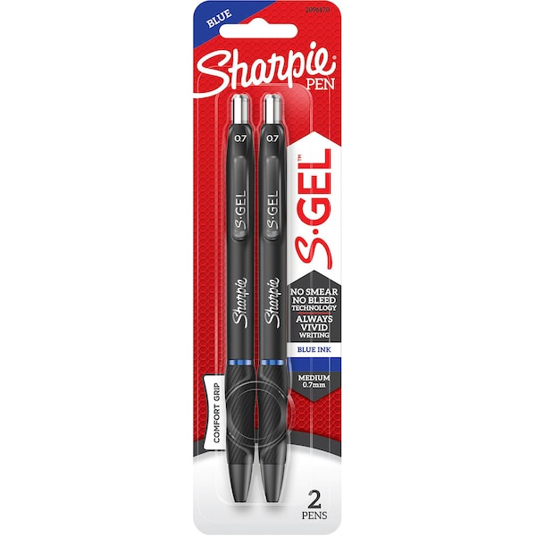 Sharpie s Gel Comfort Grip Pens Medium Blue Ink 2 Pack