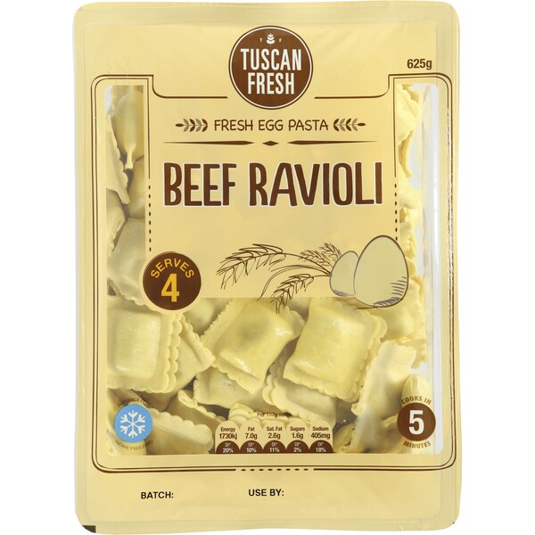 Tuscan Fresh Beef Ravioli 625g