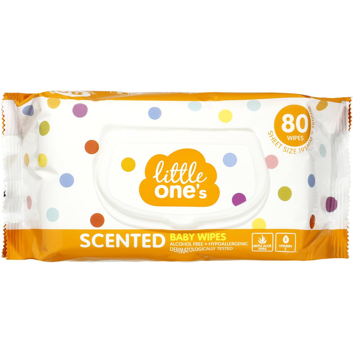 Little One's Baby Wipes Scented 80 Pack bunch