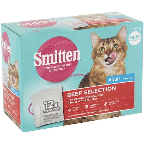 Smitten Beef Selection Adult Wet Cat Food 12 pack