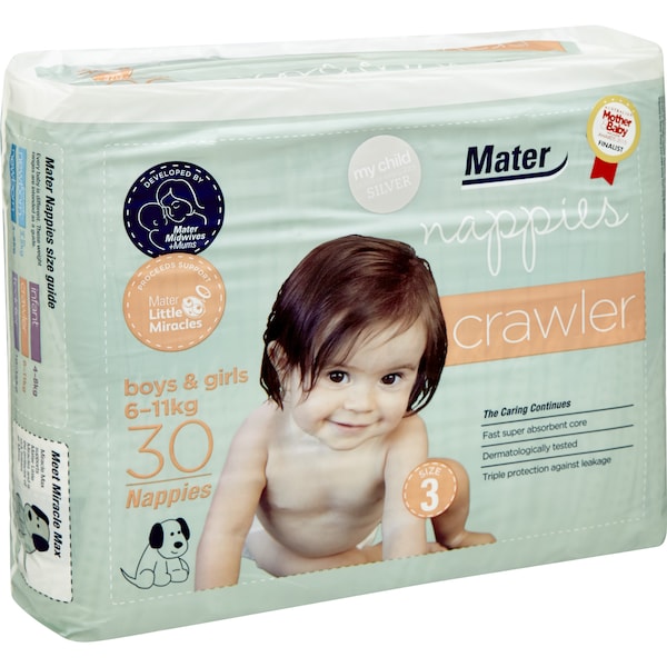 Mater Nappies Size 3 Crawler 30 pack