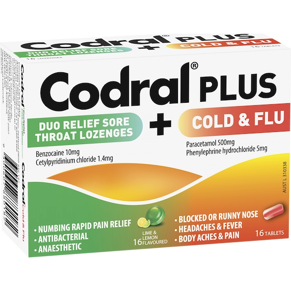 Codral Plus Cold & Flu Tablets Plus Sore Throat Lozenges 32 pack