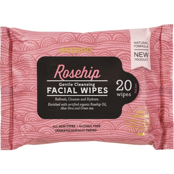 Essano Rosehip Facial Wipes Gentle Cleansing 20pk