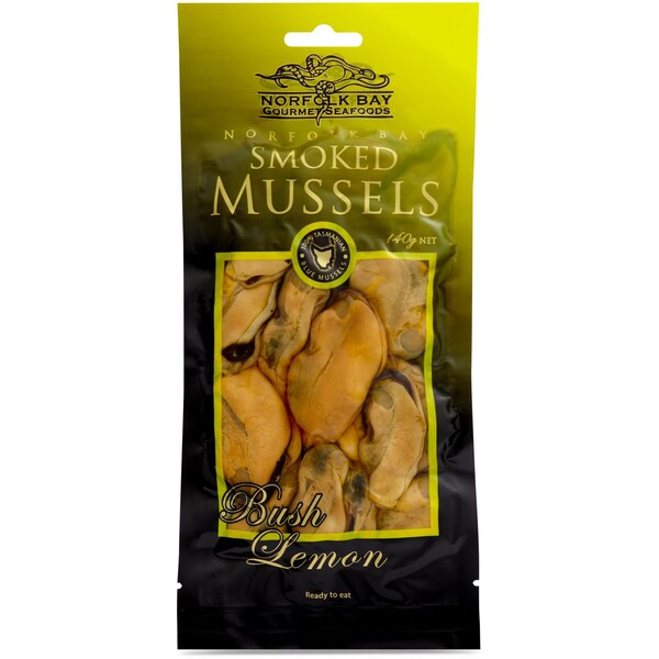 Norfolk Bay Smoked Mussels With Bush Lemon 140g