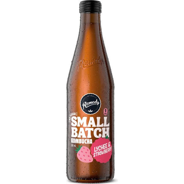 Remedy Small Batch Kombucha Lychee & Strawberry 330mL