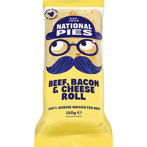National Pies Frozen Beef, Bacon & Cheese Roll 150g