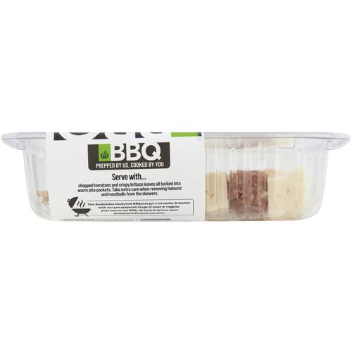 Woolworths Bbq Haloumi Kebabs With Pork and Beef Meatballs 240g bunch