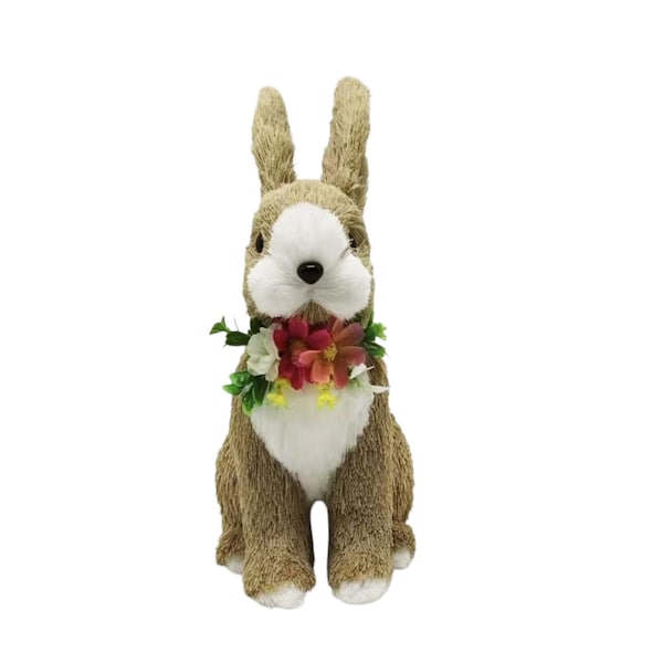 Easter Cotton Bunny With Flowers Standing each