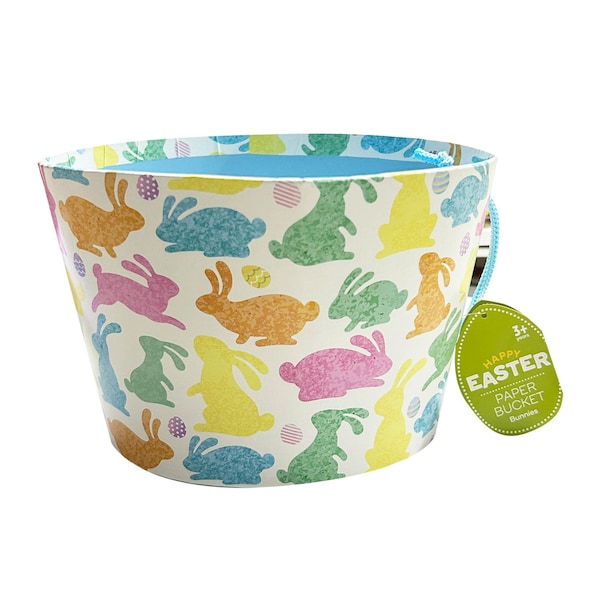 Easter Paper Egg Hunting Bucket With Bunnies each