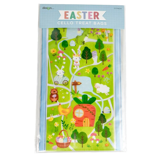 Easter Cellophane Treat Bags Egg Hunt 12 pack