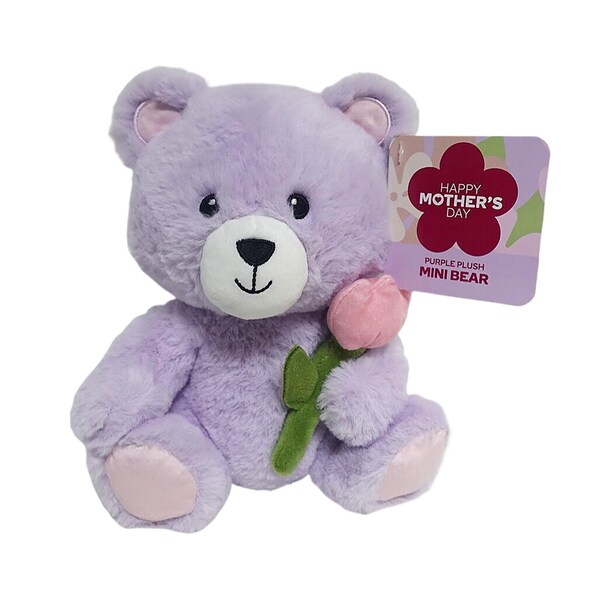 Mother's Day Mini Plush Bear Purple With Flower each