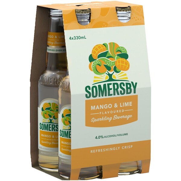 Somersby Mango & Lime Cider Bottles 330ml x4 Pack