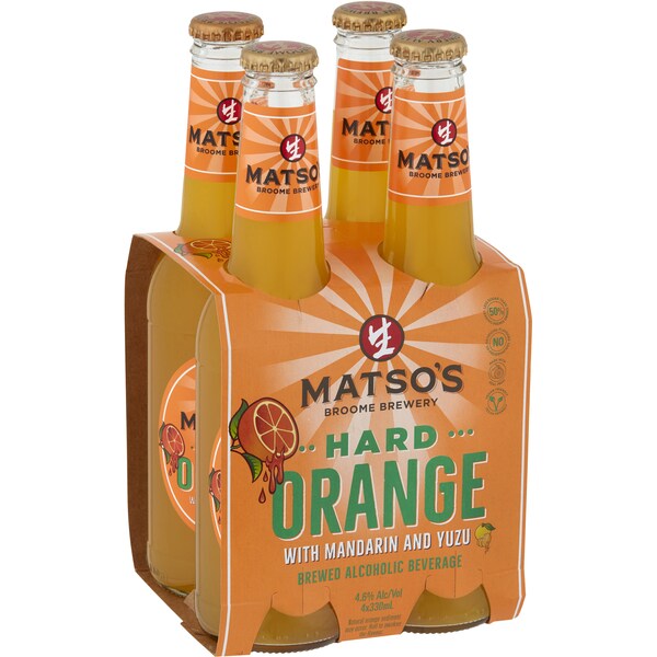Matso's Hard Orange With Mandarin & Yuzu Bottles 330ml x4 Pack