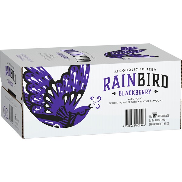 Rainbird Seltzer Blackberry Cans 330ml x 24 Case