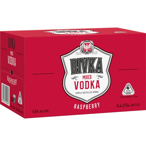 Rivka Vodka & Raspberry Case 275mL x 24 Pack