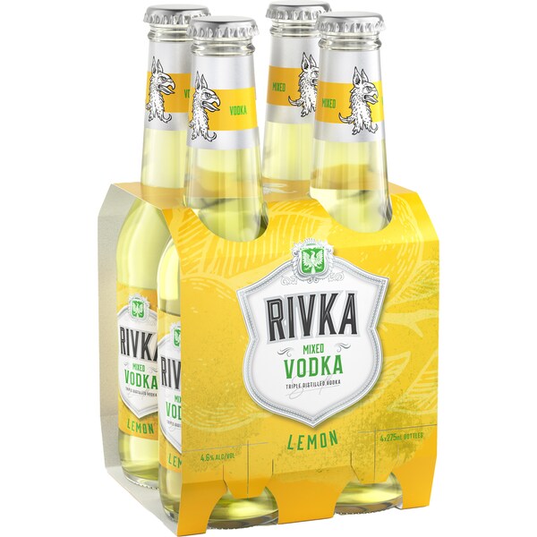 Rivka Vodka & Lemon Bottle 275mL x 4 Pack
