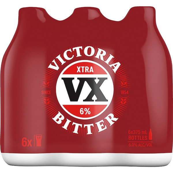 Victoria Bitter Xtra Beer Bottle 375mL x 6 Pack