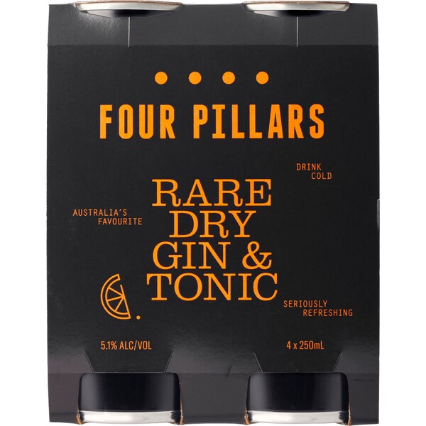 Four Pillars Gin & Tonic Can 250mL x 4 Pack