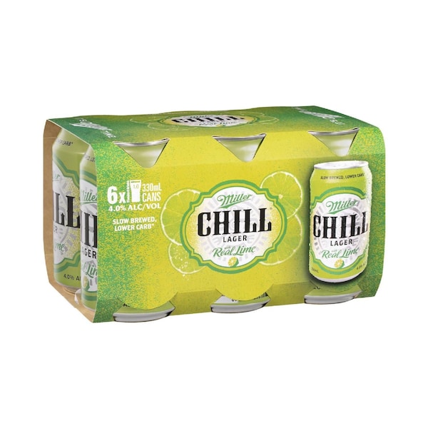 Miller Chill Lime Lager Can 330mL x 6 pack