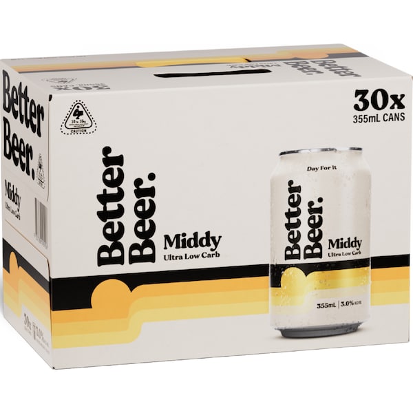 Better Beer Middy Lager Cans 355mL x 30 pack