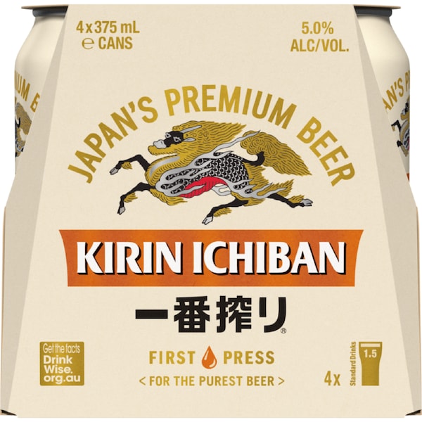 Kirin Ichiban Cans 375mL x 4 pack