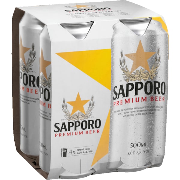 Sapporo Can Cans 500mL x 4 pack