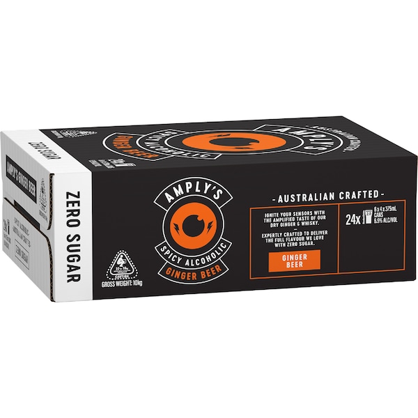Amplys Ginger Beer Zero Sugar 375mL x 24 Pack