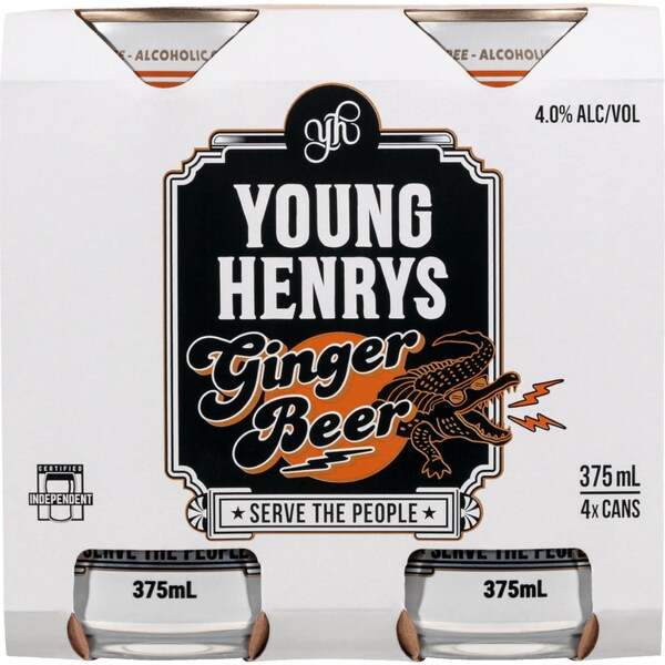 Young Henrys Ginger Beer Cans 4x375mL