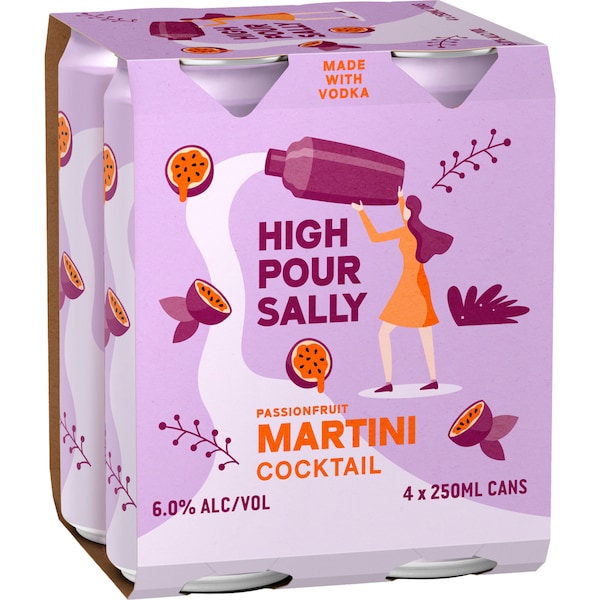 High Pour Sally Passionfruit Martini Cans 250ml x 4 Pack