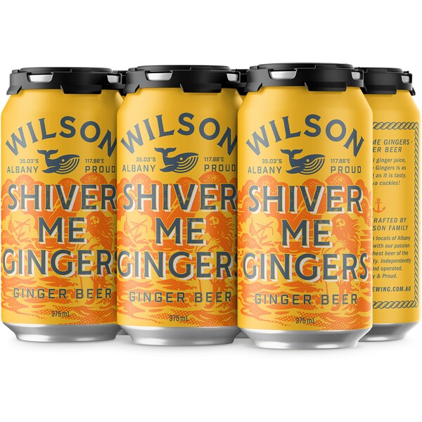 Wilson Ginger Beer Cans 375mL x 6 pack